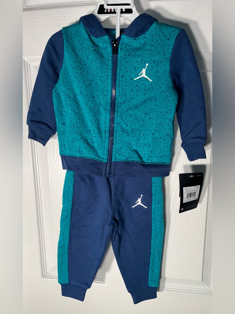 Air Jordan Kids Boy’s Jogger Full Zip 2 Piece Set Jumpman Logo Speckle 12 Months